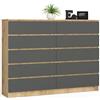 AKORD Cassettiera K 160 cm | 10 (2 x 5) Cassetti | Moderna Mobiletto per il soggiorno Camera da letto Armadio Soggiorno Bagno | 160 x 121 x 40 cm | Peso 80 kg | Rovere artigianale/grigio grafite