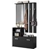 Selsey Yesfir - Set da ingresso - con specchio - 6 appendini - nero - moderno