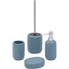 Inbagno Set Bagno Accessori Completo - 4 Pezzi, Kit Accessori appoggio Turchese Cobalto, Include Dispenser, portaspazzolini, portasapone e scopino WC, Linea Cup