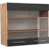 Vicco Mobile da cucina in vetro Fame-Line, Antracite lucido, 80 cm, per la combinazione con altri moduli della serie Fame-Line