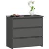 AKORD Comodino CL-3 con 3 Casetti | Per il Soggiorno Camera da Letto Guardaroba, L'ufficio e lo Studio | 60 x 57 x 35 cm | Peso 26 kg | Gris Graphite