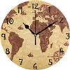Sawhonn Bussola Mappamondo Vintage Orologio da Parete Quarzo Orologi da Appendere Rotondo Silenzioso Decorazione del Soggiorno