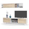 Arreditaly Parete Attrezzata Da Soggiorno Salotto Mobile TV Ante Soft Close Pensile Con Mensola Dsign Moderno Elegante Resistente 180 x 41 x 43 Cm Bianco Lucido E Rovere