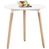 H.J WeDoo Tavolo da Pranzo Rotondo, Tavolo da Cucina in Stile Moderno con Gambe in Legno di faggio, Bianco, 80 x 80 x 72 cm