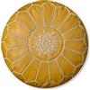 Poufs&Pillows Pouf Artigianale in Vera Pelle - Fatto A Mano - Venduto Imbottito - Cuscini Da Pavimento, Ottomano (Giallo)
