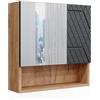 Vicco Mobile a specchio per il bagno Irma, Antracite con struttura a nido d'ape, 54 x 55 cm, per montaggio a parete con specchio e vani a giorno