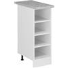 Vicco Scaffale da cucina R-Line, Bianco, 30 cm | Vano a giorno · Piano di lavoro incl. · Piedini regolabili in altezza · 3 Ripiani · ✓ Tutto a portata di mano
