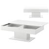 [en.casa] Tavolino da Salotto con Piano Scorrevole Tavolo Basso con 2 Vani Nascosti Tavolino Contenitore 40 x 110 x 60 cm Bianco Lucido