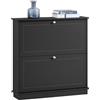 SoBuy Scarpiera salvaspazio slim con 2 ante 76x18x78cm per ingresso | Mobile in MDF con 2 ante e ripiani regolabili, carico 30kg, antiribaltamento, design moderno nero FSR99-SCH