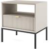 3E 3xE living.com Comodino: 2 cassetti, Cashmere, Nero, 54 x 56 x 39 cm, maniglie dorate