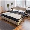 KUAKE Letto matrimoniale in legno con 2 comodini, 160 x 200 cm, letto moderno con rete a doghe e testiera, camera da letto, set completo in rovere e grigio scuro, per adulti e ragazzi