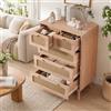CXHLXYR Cassettiera in rattan a 5 cassetti, mobile per la camera da letto con armadio e cassetti in legno con maniglie, comodino per corridoio, soggiorno, camera da letto (5 cassetti, colore del legno)