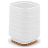 Inbagno Portaspazzolini da Bagno a Bicchiere, Bianco in ABS e bambù Naturale, Linea Wave (Portaspazzolini)