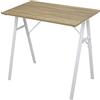 Rebecca Mobili Scrivania Compatta, Tavolo Ufficio Studio Camera, MDF Acciaio, Bianco Beige, Stile Moderno, Montaggio Facile - Misure HxLxP: 74 x 80 x 50 cm - Art. RE6708