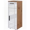 Vicco Mobiletto bagno Irma, Bianco lucido/oro power oak, 30 x 81 cm, per la conservazione in bagno, abbinabile alla serie Irma