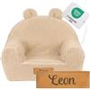 Flumi Poltrona per Bambini Personalizzata - Seduta per la Sala Giochi Con Nome Inciso (Teddy Beige Scuro)