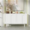 GYNGTLC Credenza moderna e minimalista con 4 ante in stile arco, per sala da pranzo e soggiorno (bianco)