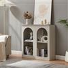 [en.casa] Credenza Mobile Contenitore Espositore Basso con Ripiano Interno e Vani Aperti Comò per Archiviazione Sala da Pranzo Soggiorno Ingresso 80x30x80 cm - Grigio