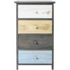 Rebecca Mobili Cassettiera Vintage, Comodino 4 cassetti, Legno di Paulownia, Bianco Beige Azzurro, per Camera e Bagno - Misure: 72 x40 x 29 cm (HxLxP) - Art. RE4884