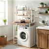 YITAHOME Scaffale multiuso da posizionare sopra la lavatrice o il WC, con 3 ripiani, design ad arco, struttura in metallo e legno con cassetto, 86 x 200 x 40 cm, colore bianco