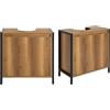 SoBuy Mobiletto Bagno Salvaspazio - Mobile Sottolavabo per Bagno con 2 Ante e Ripiano, Mobile Sotto Lavabo da Terra con Piedini Regolabili 60x60x30 cm BZR63-PF