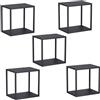[en.casa] Set di 5 Mensole da Muro 28 x 28 x 20 cm 5 Ripiani Modulari Componibili a Parete in Acciaio per Bagno Cucina Corridoio - Nero