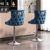 Ya-Home Set di 2 Sgabelli Cucina in Velluto, Regolabili in Altezza, Blu
