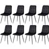 GrandCA HOME Set di 8 Sedie da Pranzo con Seduta Imbottita in Velluto, Sedie da Cucina Moderne con Gambe in Metallo, Nero-HL