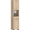 AKORD | Mobile Alto da Bagno | 30x140x30 cm, peso 25 kg | 2 Ripiani con Ante | 1 Cassetto, Scomparto aperto | Adatto Anche come Pensile | Moderna Mobiletto | Armadio a muro | Rovere Sonoma