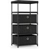 GIANTEX Cassettiera in Tessuto, Comò per Camera da Letto con 3/4 Cassetti Rimovibili e Pieghevoli e Ripiano Aperto, per Soggiorno, Ufficio e Studio, Marrone Rustico e Nero (40 x 30 x 81 cm)