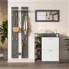Kelodan Set di appendiabiti da parete, 80 x 25 x 96,5 cm, grigio antracite opaco, con specchio, 2 pannelli da parete, scaffale, scarpiera, mobili da corridoio, set di scappatori.