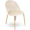SAMIRA Sedia da pranzo imbottita in velluto Nicole (1, Beige - piede dorato)