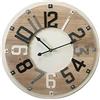 Rebecca Mobili Orologio tondo da arredamento, legno metallo, beige marrone, stile moderno, per salotto camera - Misure: Ø 50 cm x P 4,5 cm - Art. RE4993