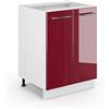 Vicco Mobiletto base cucina Fame-Line, Bordeaux lucido, 60 cm senza piano di lavoro, per la combinazione con altri moduli della serie Fame-Line