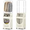 LIFEZEAL Cesto Biancheria Sporca 61 L con Stand Appendiabiti, Ruote, Piano Portaoggetti, Mensola, 1 Scomparto, Mobile Portabiancheria, Cesto Pieghevole, Lavanderia, Bagno, Salvaspazio, Plastica