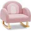 LIFEZEAL Sedia, Poltrona a Dondolo per Bambini 3-5 Anni, con Branccioli, Schienale Ergonomico, Piedini in Legno Massello, Imbottito con Spugna, Anticollisione, Cameretta, Max 50kg (rosa)