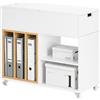 SoBuy Carrello Ufficio con Ruote - Cassettiera Mobile e Supporto Stampante, Mobile da Ufficio con Piano Ribaltabile, Cassetto e Libreria Rimovibile, Bianco, L30 x P61 x H70 cm, FBT134-W