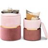 COSTWAY Set di 2 Pouf Contenitore in Velluto, Pouf Rotondi Imbottiti da 32L +21L, Sgabelli con Contenitore per Soggiorno, Camera da Letto, Portata 150 kg (Rosa)