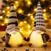 Akxlax Gnomi Natalizi Luminosi Grandi Timer 3 Pezzi, Gnomo Natale Regalo Natale Babbo Natale Luminoso, Elfi Natalizi in Peluche, Decorazioni Natale Casa, Grigio Rosso (B, Senza Timer)