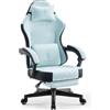 Dowinx Sedia da gaming in tessuto con cuscino primaverile, supporto lombare per ufficio, con poggiapiedi per adulti, ergonomica, grande e alta, per Office Gaming, Aqua