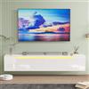 KZNGK Mobile TV sospeso con luci a LED, supporto TV, centro di intrattenimento con 2 armadi per il soggiorno, 16 colori possono essere regolati, 175 x 32 x 30 cm (bianco)