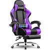 GTPLAYER Sedia da gioco, sedia da ufficio, sedia ergonomica, sedia da gioco, con supporto per massaggi, sedie Task con poggiapiedi e poggiatesta, ecopelle viola