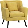 Totò Piccinni Poltrona KETTY in Tessuto Patchwork poltroncina imbottita con braccioli e piedi in legno (Tessuto Giallo, Poltrona)