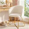 Hellove Sedia Toeletta Trucco con Gambe in Gold Metallo,Moderne Velluto Poltrona Camera da Letto, Poltroncina,Poltroncine Imbottite,Sedia Laterale per Camera da Letto/Soggiorno/Vanità,Beige