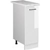 Vicco Colonna dispensa cucina R-Line, Bianco lucido, 30 cm | 1 anta estraibile · Piano di lavoro incl. · Piedini regolabili in altezza · 2 Ripiani · ✓ Liberamente combinabile