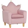 HOMCOM Poltrona per Bambini con Schienale a Corona e Imbottitura Spessa, Poltroncina per Bambini in Tessuto Effetto Velluto e Legno, 50.2x41.9x57.8 cm, Rosa