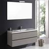 Kiamami Valentina Mobile Bagno Manhattan 120 Cm Con Due Cassetti Sospeso | Base 120x39x50 cm, lavabo in marmo ricomposto, specchio 120x70 cm, luce LED, chiusura ammortizzata