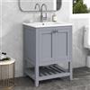 boorbin Mobile bagno singolo con armadio basso 60 cm con lavabo in ceramica (grigio chiaro)
