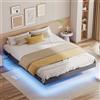 IRONCK Letto 160x200 con illuminazione a LED e stazione di ricarica, struttura letto 160x200 con vano portaoggetti floating bed frame 160x200 cm ragazzi in metallo con rete a doghe matrimoniale