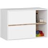 AKORD Mobile Bagno Sospeso con Lavabo - Mobile Lavabo Bagno 90 cm, 2 Cassetti - Moderno, Versatile - Per Montaggio a Parete - Vani Aperti - 90x60x45,5 cm - Bianco & Rovere Sonoma